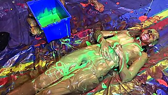 Fit And Playful Girl Gets Naughty With Custard Pies And Slippery Slime