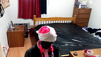 Sissi Maid'S Solo Bondage Play With Dildo And Abs Show