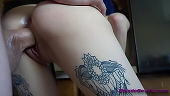 Hardcore POV fucking with a tattooed babe who moans loudly and shakes during orgasm