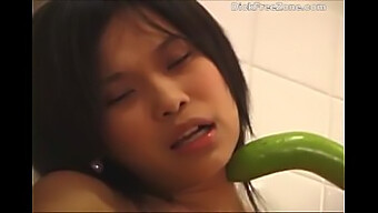 Asian Teen Emma'S Solo Session With A Cucumber