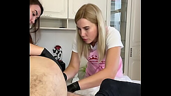 A Customer Gets A Surprise Erection And Ejaculation During A Hair Removal Lesson With A Student