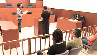 A Hot Threesome On A Table In A Courthouse Setting