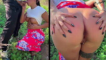 Doggy Style And Blowjob In The Great Outdoors With A Dress-Clad Beauty