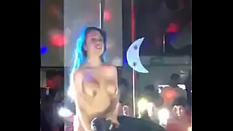 Lesbian Lovers Indulge In Stripper'S Pussy In Public