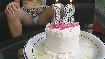 Seduced On 18th Birthday: Blonde Babe Uses Dildo For First Time