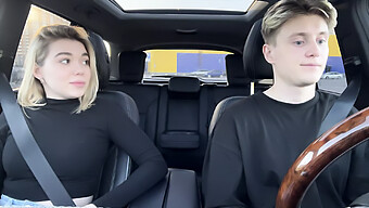 Blonde Teen Gives A Dirty Blowjob In Taxi For Money